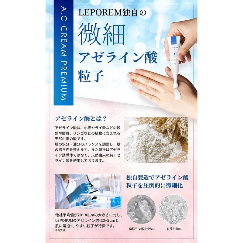 LEPOREM Azelic Acid Cream, 20%, 0.1 oz (3 g), AC
