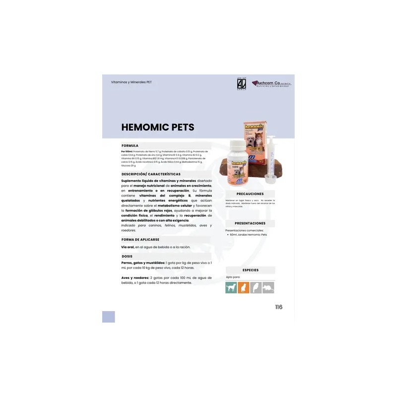 Hemomic Jarabe Vitaminas Y Minerales Perro / Gato Oral 60ml