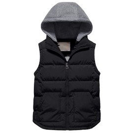 Pursky Boy's Winter Snow Puffer Vest Quilted Padded Sleeveless Jacket Ultra Warm Classic Waistcoat Black 14-16