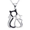 Silver Mountain 925 Sterling Silver Cubic Zirconia Double Cats Pendant