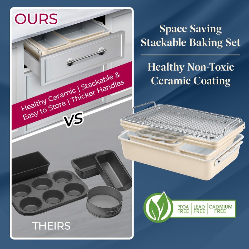 Bakken Ceramic Baking Sheet Non Stick - 10x15.5 Aluminum Cookie