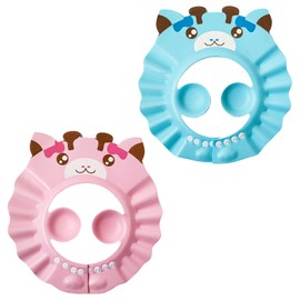 Delsen Pack of 2 Children's Shower Caps, Hair Washing Child Protection with Adjustable Buckle with Ear Protection, Baby Shower Cap Protects Children from Water in the Eyes When Washing Their Hair