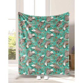 Carwayii Possum Blanket - Green Throw for Women Men, Soft Opossum Stuffed Animal Blanket for Bed, Birthday Gifts for Possum Lovers, 50''x60''