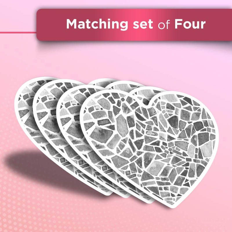 Vinyl Heart Stickers (Set of 4) - BW - Binary