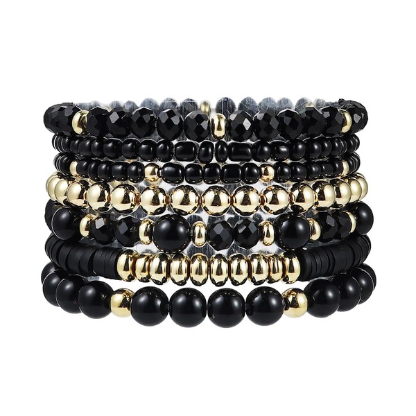 ChungLong0593 Boho Multilayer Crystal Bead Bracelets for Women Handmade Colorful