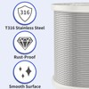 LuckIn 1/8" Stainless Steel Cable 300FT, T316 Aircraft Cable for