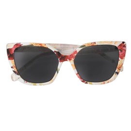 Sofia Vergara x Foster Grant Women's Fiona Full Lens Sunreaders CATEYE Reading Glasses, White Floral, 55 mm + 1.75