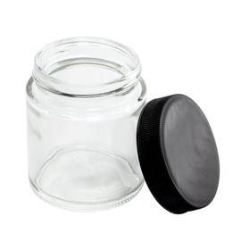 GadgetGush Clear 4 Oz Glass Jar with Black Plastic Non-Slip Lid