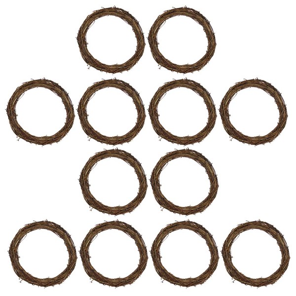 Happyyami 10pcs 15CM Grapevine Wreath Natural DIY Rattan Wreath Rustic