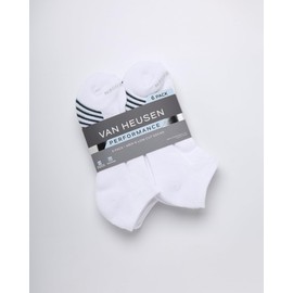 Van Heusen Mens Low Cut Socks - 6 Pack Moisture Wicking Performance Stretch Breathable Athletic Ankle Socks for Men (6-12.5), Size 6-12.5, White