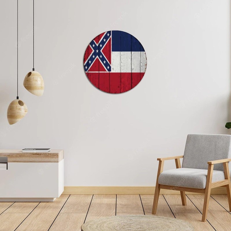 America State Metal Tin Sign 12x12 Inch Round Hanging Patio