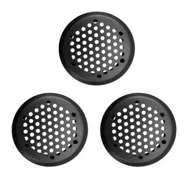 OYWOBET 3 Pcs Black 53mm / 2.09 Inch Round Soffit Vents, Stainless Steel Round Vent Mesh Hole Louver for Kitchen Bathroom Cabinet Wardrobe