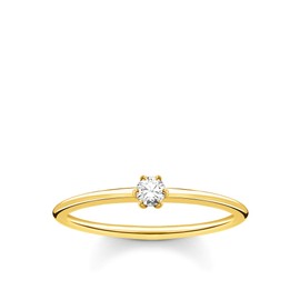 THOMAS SABO Ring White Stone Gold Plated Silver TR2312-414-14, Sterling Silver, Cubic Zirconia