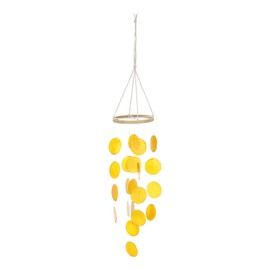 sourcing map Capiz Wind Chimes, 35" Outdoor Seashell Hanging Beach Unique Natural Shell Waterfall Wind chime for Summer Patio Ocean Home Decorative, Honey