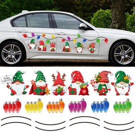 Bememo 116 Pcs Christmas Reflective Magnets Set 6 Christmas Gnome Magnets 78Light Bulb Car Decorations Exterior 32 Cute Xmas Wires Car Magnetic Christmas Decor Refrigerator Decal for Holiday Garage