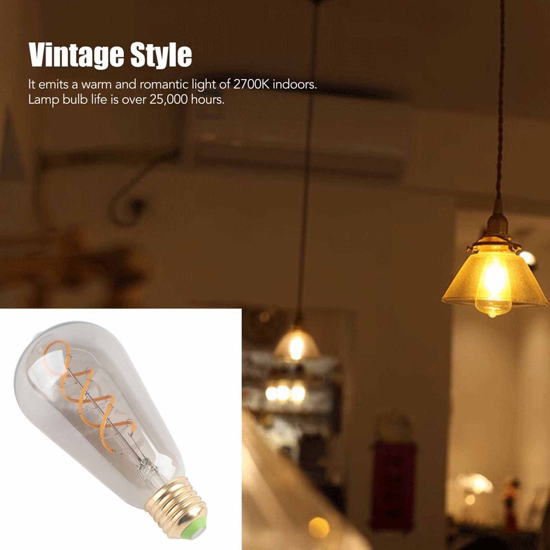 ST64 Light Bulb Vintage Dimmable 360lm Warm Light LED Filament