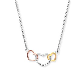 Engelsrufer ERN-WITHLOVE-03 Women's Necklace with Heart Pendants, 925 Sterling Silver, Lobster Clasp, Length: 44 cm, Silver, No Gemstone