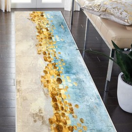 Weidear Modern Area Rug Carpet Runner,Soft Hallway Runner Rug,Backed TPR Non-Slip Entryway Washable Mat,Custom Size Rug for Living Room/Bedroom/Aisle/Bathroom/Kitchen/Laundry -Mediterranean,2X6FT