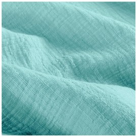 Muslin Slub Double Gauze Fabric Cotton Fabric Sold by the Metre Linen Look Summer Fabric, Colour: Light Blue
