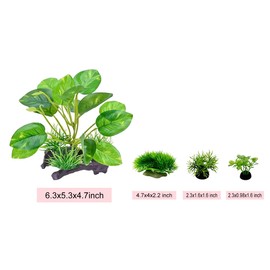 MOHOHLES Reptile Plants for Terrarium, Aquarium Fish Tank Artificial Plants, Amphibian Tank Habitat Decor fit for Bearded Dragons Chameleon Lizards Snake Geckos Tortoise ((Set-4pcs/A))
