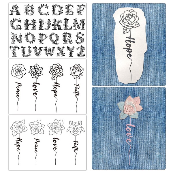 Rngmsi Water Soluble Embroidery Patterns - 3 Sheets Alphabet Stick