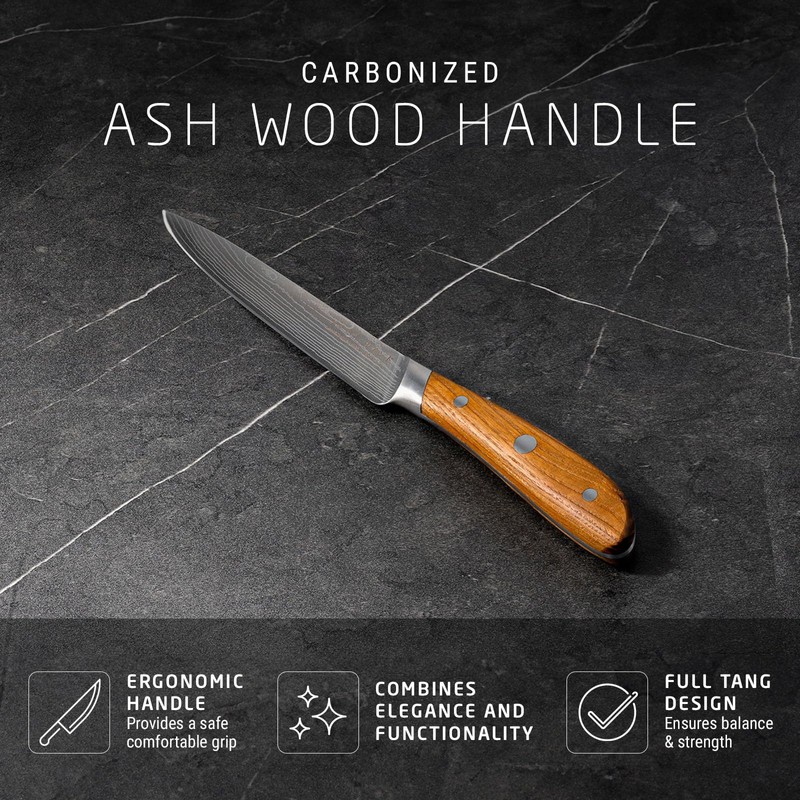 Swiss Diamond, Utility Knife, German Steel With Carbonized Ash Wood,