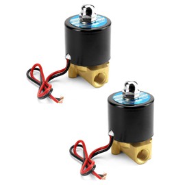 QWORK 1/4" NPT Brass Electric Solenoid Valve 12VDC Normally Closed - 2 Pack Suitable for Water, Air, Gas, Fuel, and Oil with VITON Gasket