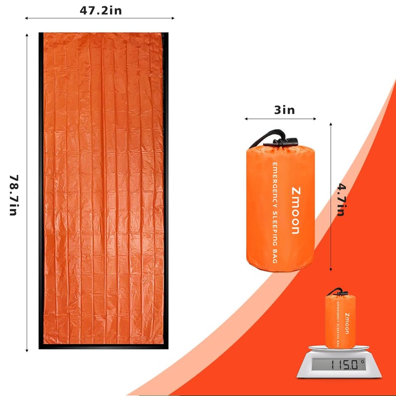 Zmoon Emergency Sleeping Bag Survival Bag, Portable Waterproof Thermal Bivy