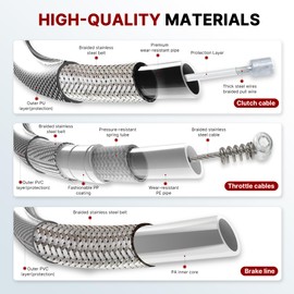 TIGERSGATE 12" Ape Hanger Sportster Cables Kit Handlebar Extended CAN-Bus/Turn Signal Wires/Clutch/Throttle Cables/Brake Line for 2014-2021 Harley Non-ABS Iron XL XLH 883 1200 50 Models(Chrome)