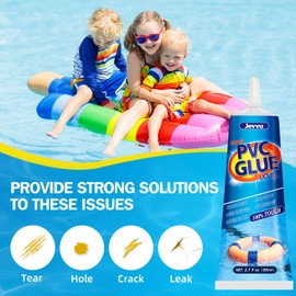 Jevvu Air Mattress Patch Kit, Heavy Duty Vinyl Inflatable Repair Kit for Air Mattress, Air Bed, Pool, Bounce House, Tub, Trampoline, Boat, Tent, Waterproof UV- Resistant Repair PVC Glue