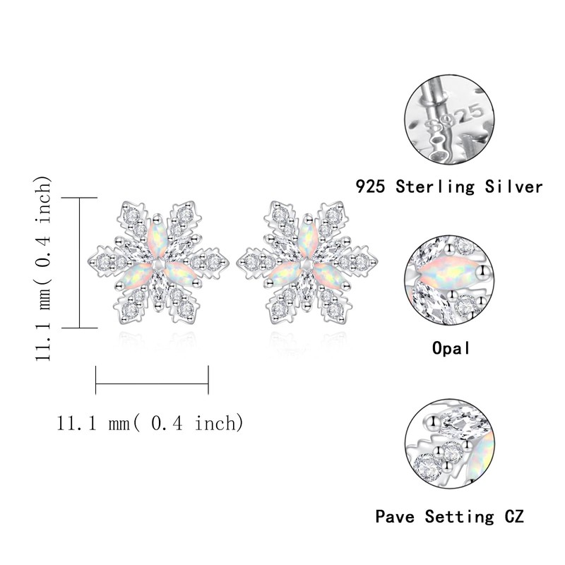 Sterling Silver Snowflake Earrings Necklace Bracelet: Winter Pendant Jewelry With