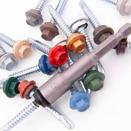 EAGLE 1#12 (1",1.5", 2") Self Drilling Metal Building Screws - 5/16 Hex Head with Self Seal Washers (1", Ash Gray)