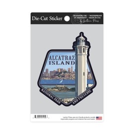 Die Cut Sticker San Francisco, CA, Alcatraz Island and City, Contour Vinyl Sticker 3 to 6 inches, (Waterproof Decal for Cars, Water Bottles, Laptops, Coolers), Large