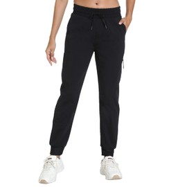 XINGPAOZHE Women's Quick-Dry Lightweight Joggers - Elastic Waist Hiking Pants with Pockets for Outdoor, Athletic & Travel(Black,XL)