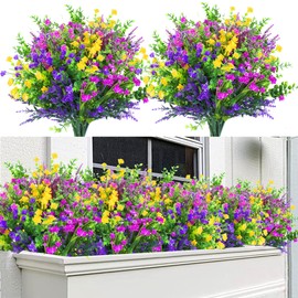 Sggvecsy Artificial Flowers for Outdoors 24 Bundles UV Resistant Boxwood Shrubs Artificial Eucalyptus Fake Plants Faux Plastic Greenery for Farmhouse Garden Indoor Outdoor Home Decoration（Mixed color）