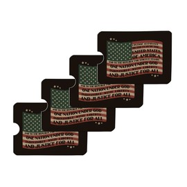 USA Vintage Flag Pledge of Allegiance Credit Card RFID Blocker Holder Protector Wallet Purse Sleeves Set of 4