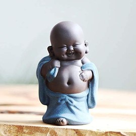 Small Sweet Buddha Statue, Monk Figurine, Creative Baby, Handcrafted, Dolls, Ornament, Gift, Classic, Chinese, Delicate Ceramic, Art and Crafts, Tea Accessory