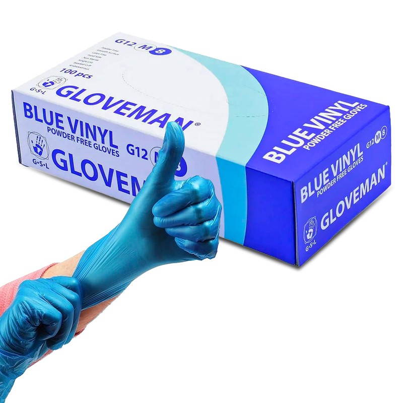 K-MART Gloveman Blue Vinyl Disposable Gloves (Box of 100) (Medium)