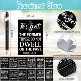 Estune 72 Pcs Christian Bible Gifts Set Bulk Religious Scripture Notebooks Scripture Quote Inspirational Ballpoint Pens Bible Verse Keychain Inspirational Bible Gifts for School Office (Classic)