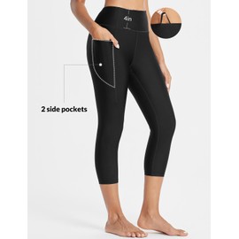 baleaf Women's 20" High Waisted Swim Pants Long Swim Capris UPF50+ Swimsuit with Liner and Pockets Black XL