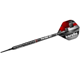 Karella SuperDrive 90% Tungsten Soft Darts, 18 g, for Electronic Dartboard, 2BA Thread, 3 Darts with Plastic Tip, Dart Machine, Tungsten, Professional Type with Flight and Shaft