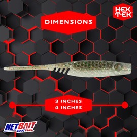 NetBait HexTek Supercharged with BAITFUEL 3'' EKO Shad - Real Shad