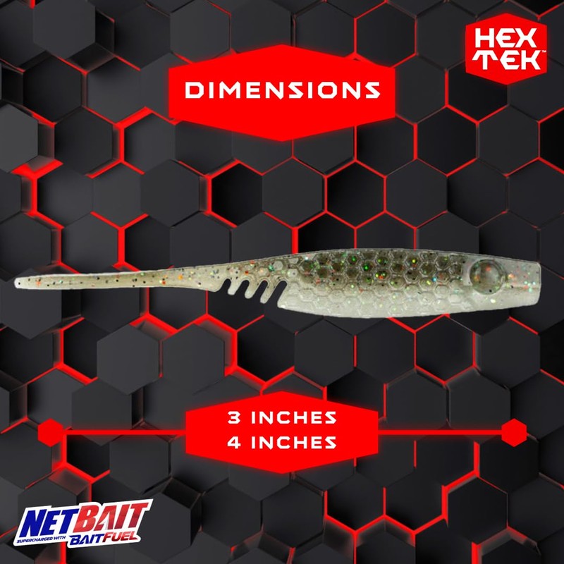 NetBait HexTek Supercharged with BAITFUEL 3'' EKO Shad - Real