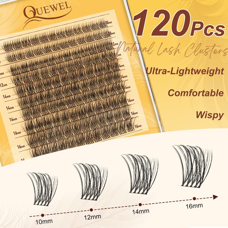 QUEWEL Eyelash Extensions, 120 Pieces, Natural Individual Eyelashes, Delicate Lash