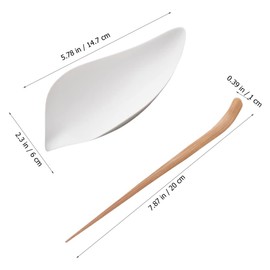 BESTonZON Porcelain Tea Scoop Set, White Porcelain Tea Vessel Ceramic Scoop Loose Leaf Scoop, Japanese Accessory Essential Tools for Chinese Kungfu Set Tray