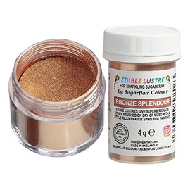 Sugarflair Bronze Splendour Edible Lustre Dust (E171 Free), Add a Lustrous Shine to Cakes or Decorations. Brush On or Add Rejuvenator to Create Eye-Catching Edible Paint - 4g