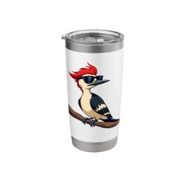 Downy Woodpecker Wearing Sunglasses Funny Birding Bird Lover Stainless Steel Insulated Tumbler