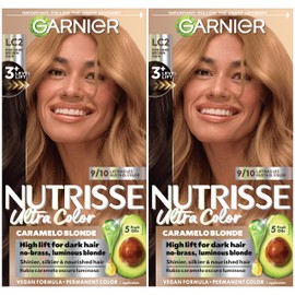 Garnier Nutrisse Ultra Color Nourishing Bold Permanent Hair Color Creme, LC2 Hi-Lift Dark Blonde (Coconut Flan), Pack of 2, Hair Dye Kit for 8 Weeks of Bold Hair Color Even on Dark Bases