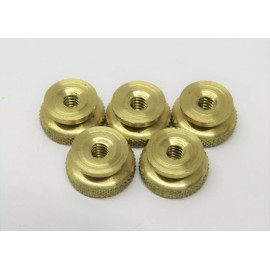 Flywheel Supply 5 brass 6/32 thread 7/16 OD Early Spark Plug Thumb Nuts Gas Hit Miss Engine #003