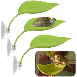 Turtle Basking Platform, 3PCS Tree Frog Tank Accessories, Leaf Shape Bearded Dragon Basking Platform with Suction Cups, Leopard Gecko Tank Accessories, Turtle Tank Decor (Green)